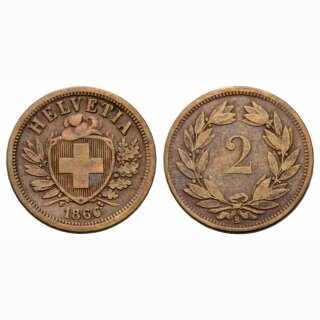 Schweiz 2 Rappen 1866 B