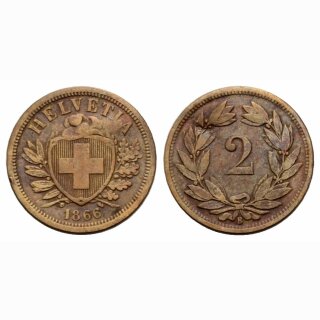 Schweiz 2 Rappen 1866 B