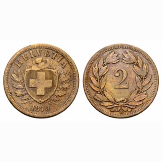 Schweiz 2 Rappen 1870 B