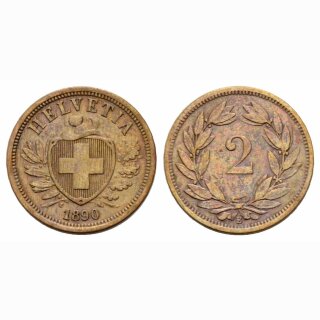 Schweiz 2 Rappen  1890 B
