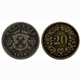 Schweiz 20 Rappen  1859 B