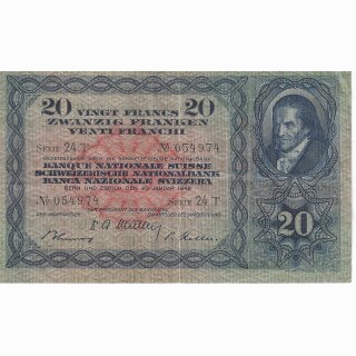 Schweiz 20 Franken 1949, 20. Januar Pestalozzi