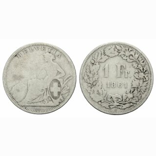 Schweiz 1 Franken 1861 B Sitzende Helvetia