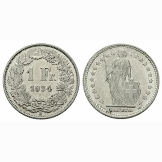 Schweiz 1 Franken 1934 B Stehende Helvetia