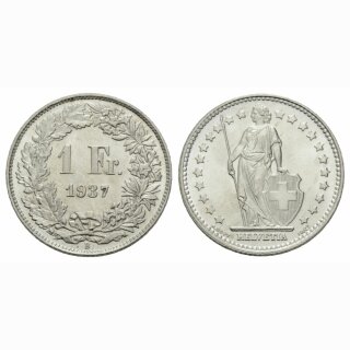 Schweiz 1 Franken 1937 B Stehende Helvetia
