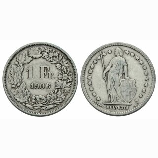 Schweiz 1 Franken 1906 B Stehende Helvetia