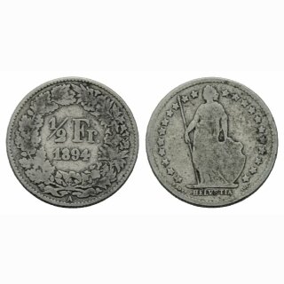 Schweiz 1/2 Franken 1894 B Stehende Helvetia