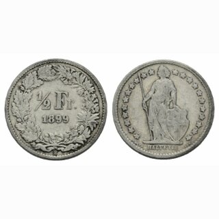 Schweiz 1/2 Franken 1899 B Stehende Helvetia