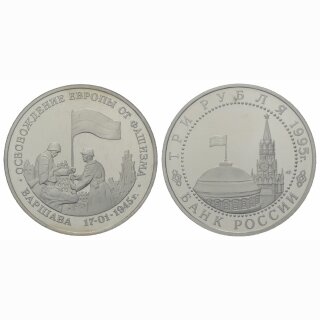 Russland  3 Rubel 1995 50 jahre Berfreiung Warschaus