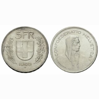 Schweiz 5 Franken  1940 B Tell