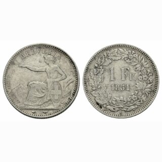 Schweiz 1 Franken 1851 A Sitzende Helvetia
