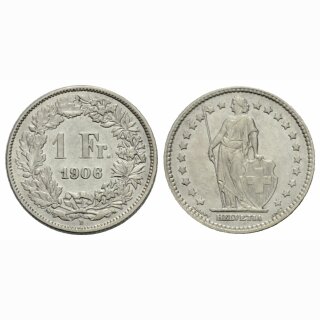 Schweiz 1 Franken 1906 B Stehende Helvetia