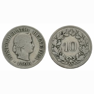 Schweiz 10 Rappen 1898 B Abart offene 9