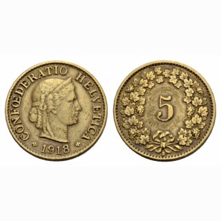 Schweiz 5 Rappen 1918 B Helvetia