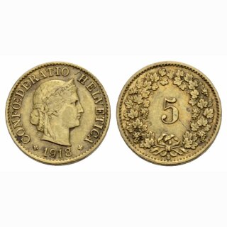 Schweiz 5 Rappen 1918 B  Helvetia