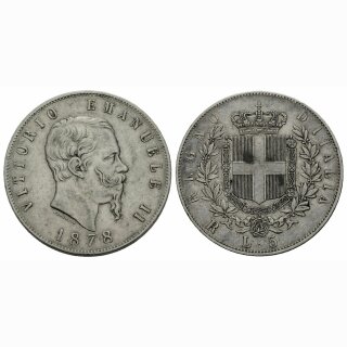 Italien 5 Lire  1878 R Emanuele II