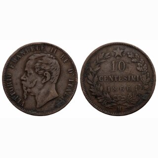 Italien 10 Centesimi 1866 H Emanuele II
