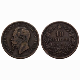 Italien 10 Centesimi 1866 M Emanuele II