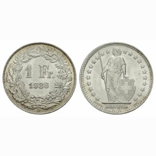 Schweiz 1 Franken 1936 B Helvetia