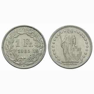 Schweiz 1 Franken 1955 B Helvetia