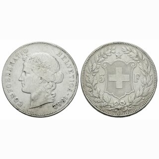 Schweiz 5 Franken 1892 B