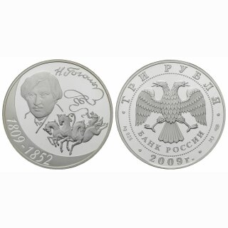 Russland 3 Rubel 2009 Gogol Schriftsteller