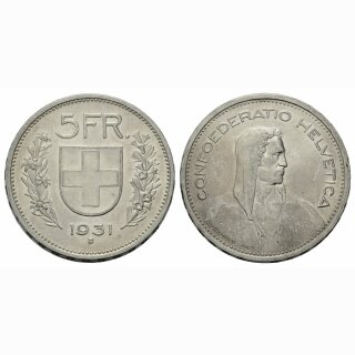 Schweiz 5 Franken 1931 B Abart 10 Sterne