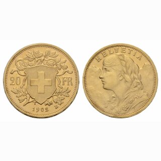 Schweiz 20 Franken 1902 B Vreneli