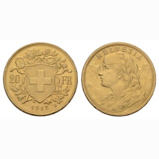 Schweiz 20 Franken 1912 B Vreneli