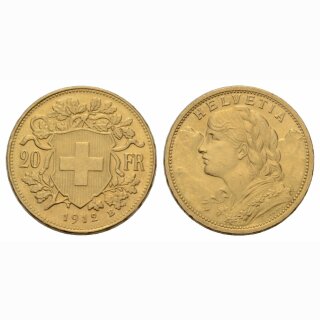 Schweiz 20 Franken 1912 B Vreneli