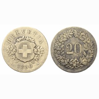 Schweiz 20 Rappen  1850 BB