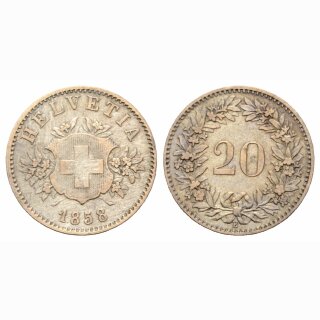 Schweiz 20 Rappen  1858 BB