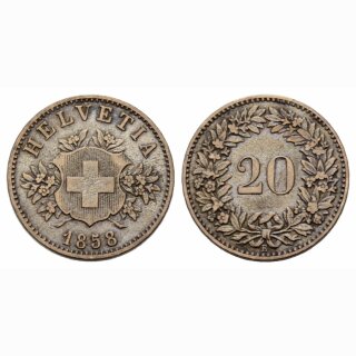 Schweiz 20 Rappen  1858 BB
