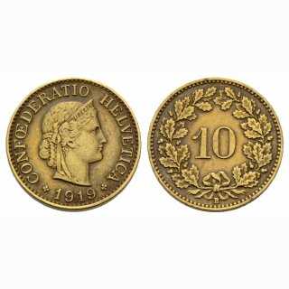 Schweiz 10 Rappen 1919 B