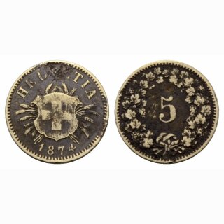 Schweiz 5 Rappen 1874 B
