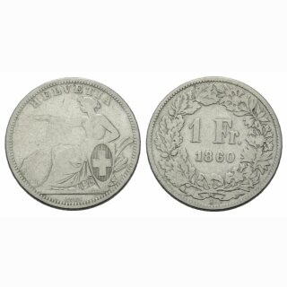 Schweiz 1 Franken 1860 B Sitzende Helvetia