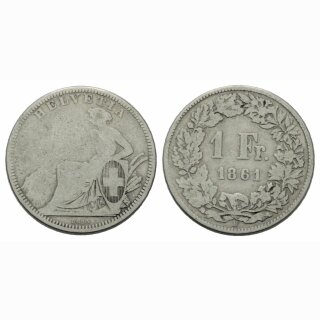 Schweiz 1 Franken 1861 B Sitzende Helvetia