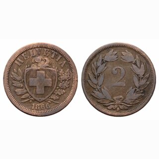 Schweiz 2 Rappen 1866 B