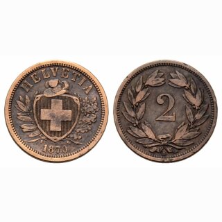 Schweiz 2 Rappen 1870 B