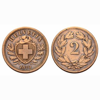 Schweiz 2 Rappen 1870 B