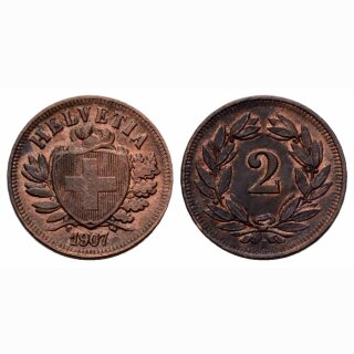 Schweiz 2 Rappen 1907 B
