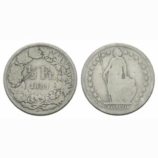 Schweiz 1/2 Franken 1881 B Stehende Helvetia