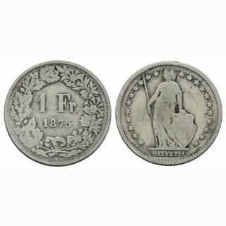 Schweiz 1 Franken 1875 B Stehende Helvetia
