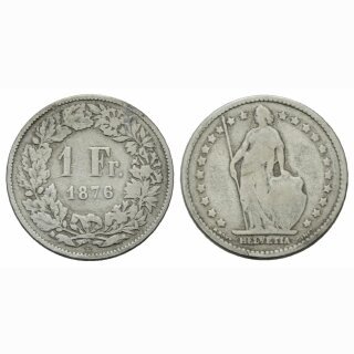 Schweiz 1 Franken 1876 B Stehende Helvetia