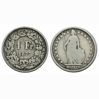 Schweiz 1 Franken  1877 B Stehende Helvetia