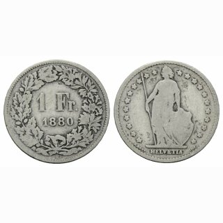 Schweiz 1 Franken 1880 B Stehende Helvetia