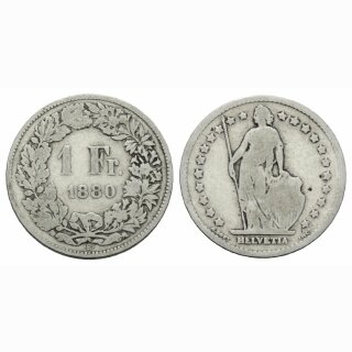 Schweiz 1 Franken  1880 B Stehende Helvetia