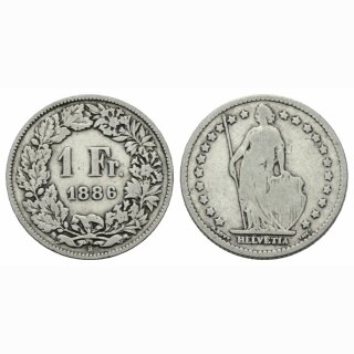 Schweiz 1 Franken 1886 B Stehende Helvetia