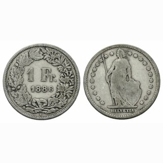 Schweiz 1 Franken 1886 B Stehende Helvetia