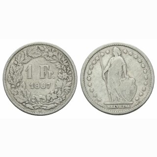 Schweiz 1 Franken  1887 B Stehende Helvetia